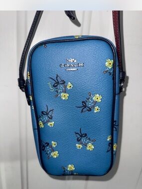 Authentic Coach Blue Floral Crossbody Phone Pouch